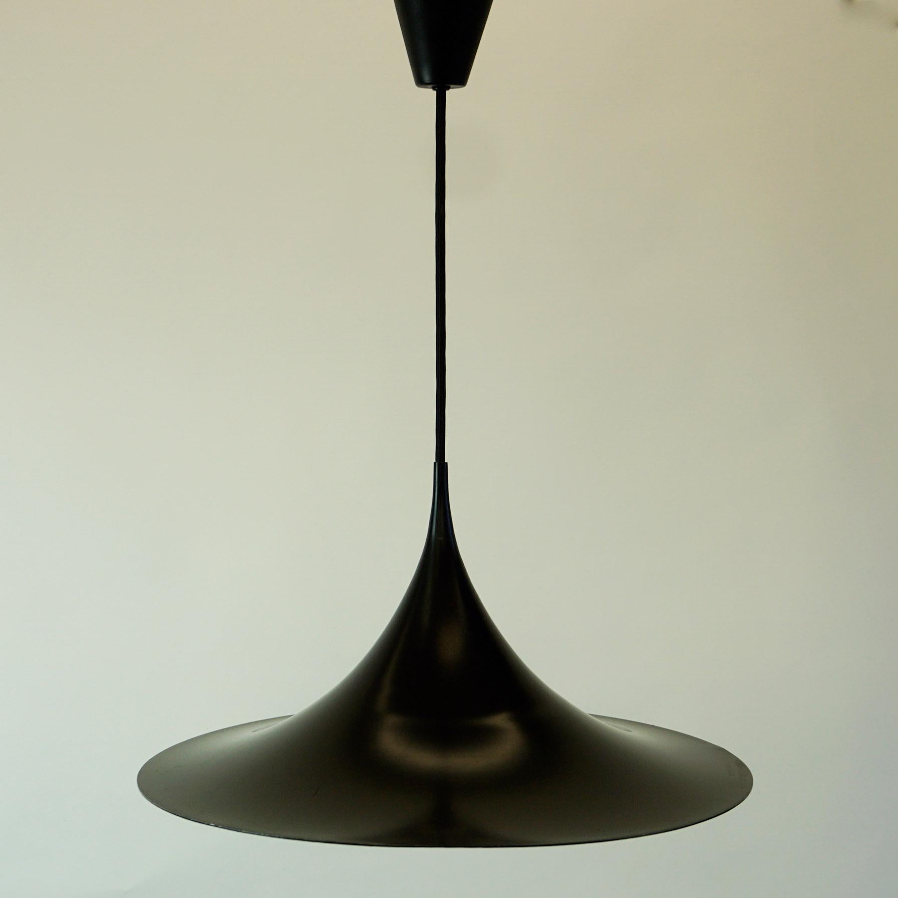 Lacquered Scandinavian Modern Black Semi Pendant Lamp by Bonderup & Thorup for Fog & Mørup