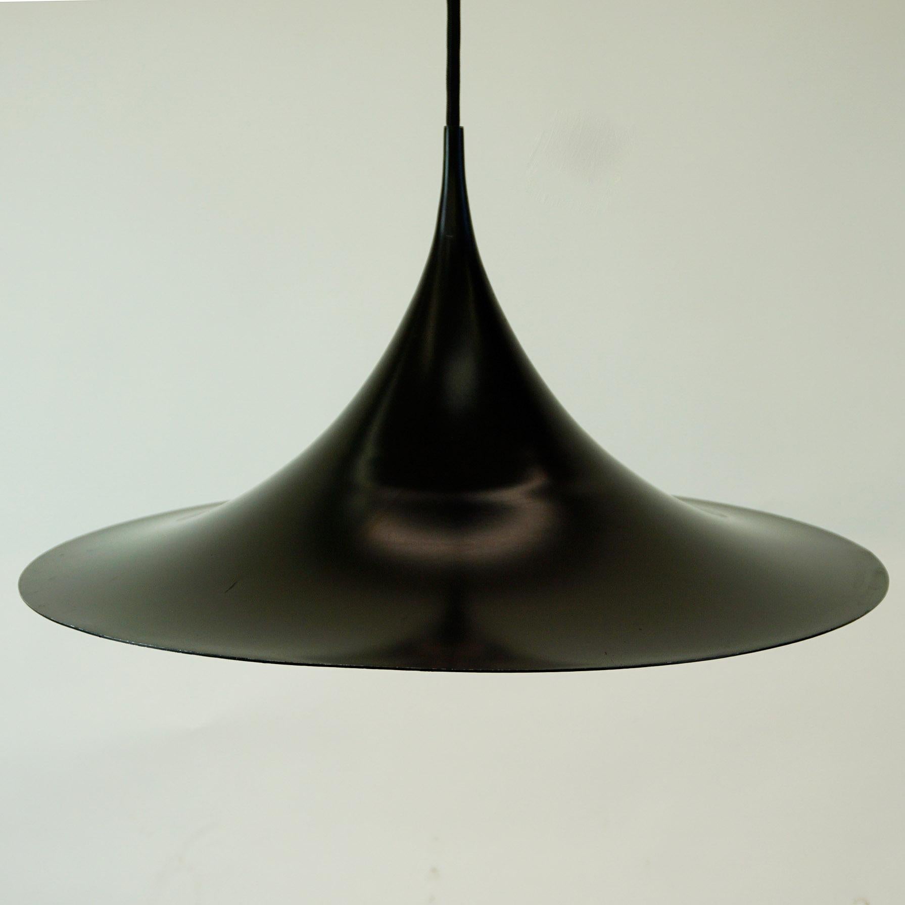 Scandinavian Modern Black Semi Pendant Lamp by Bonderup & Thorup for Fog & Mørup In Good Condition In Vienna, AT