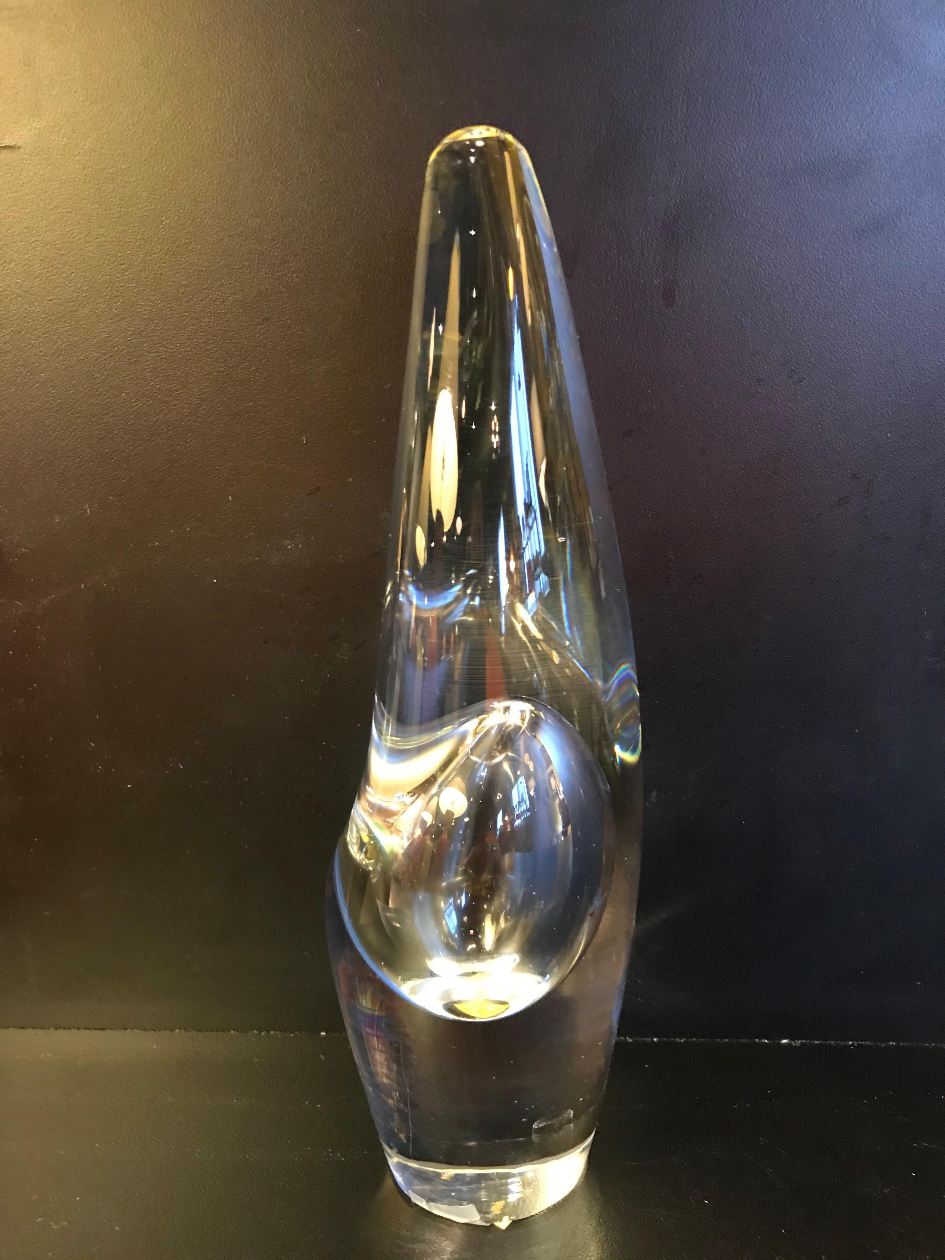 Finnish Scandinavian Modern Blown Glass Orchid Vase 1987 by Timo Sarpaneva, Finland For Sale