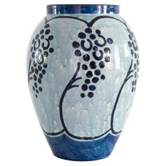 Vintage Scandinavian Modern Blue Ceramic Vase Made by Upsala Ekeby, Sweden 1940