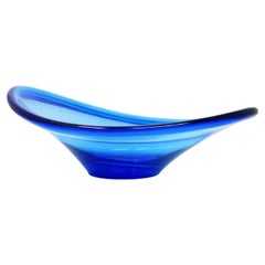 Vintage Scandinavian Modern Blue Glass Bowl by Per Lutken for Holmegaard 