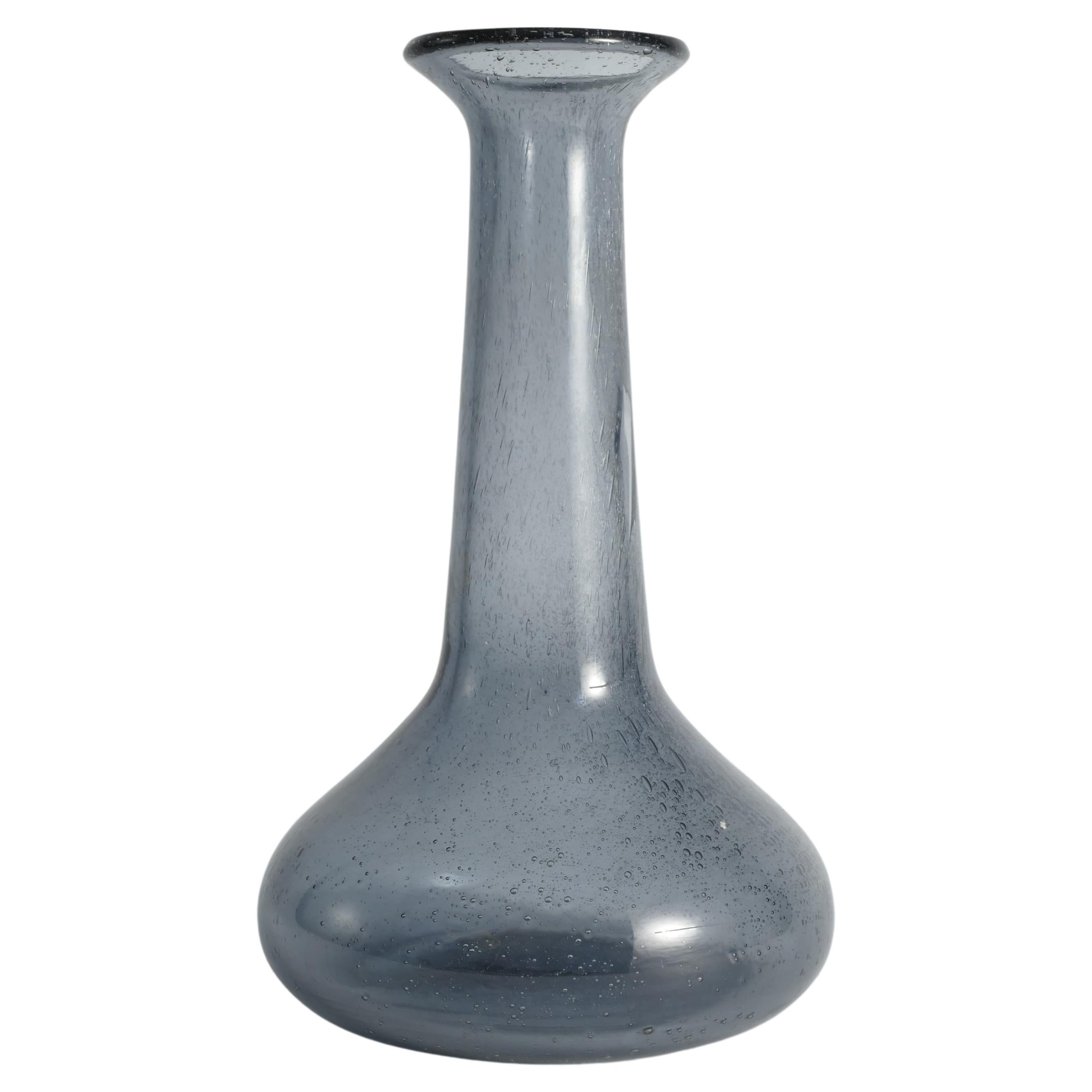 Scandinavian Modern Blue Glass Vase by Erik Höglund for Boda, Sweden 1960's For Sale