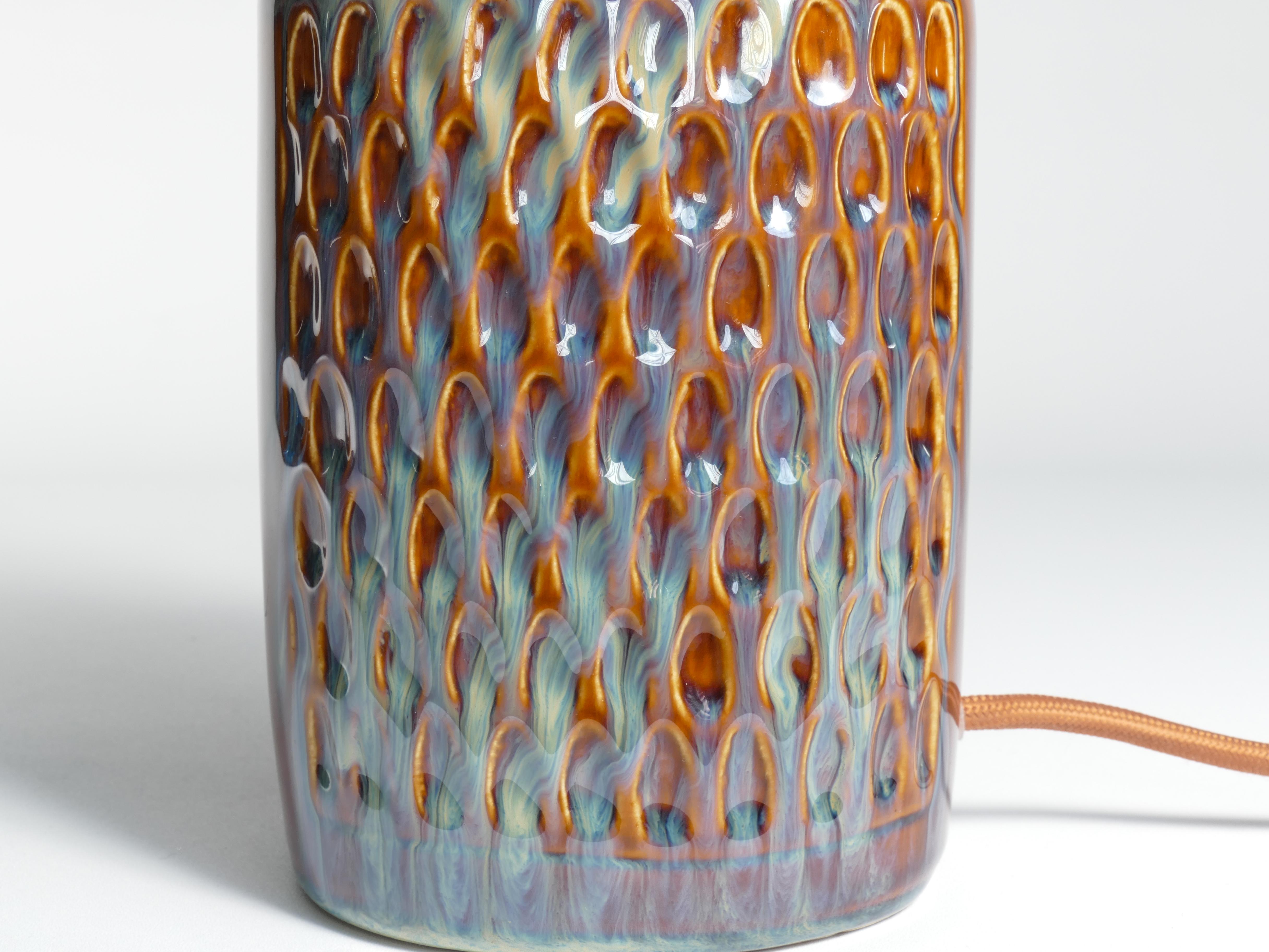Scandinavian Modern Blue Glazed Stoneware Table Lamp, Søholm Stentøj, 1960s For Sale 8