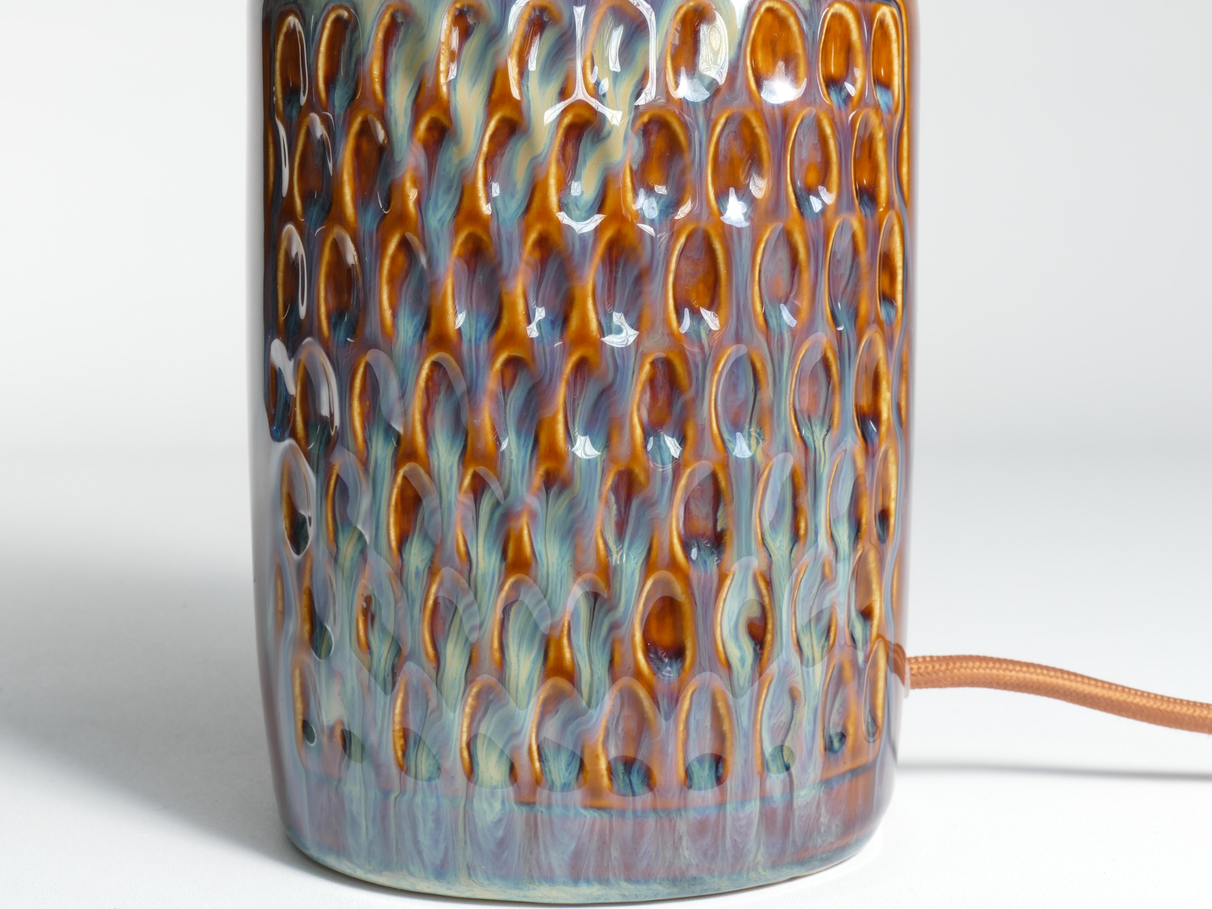 Scandinavian Modern Blue Glazed Stoneware Table Lamp, Søholm Stentøj, 1960s For Sale 9