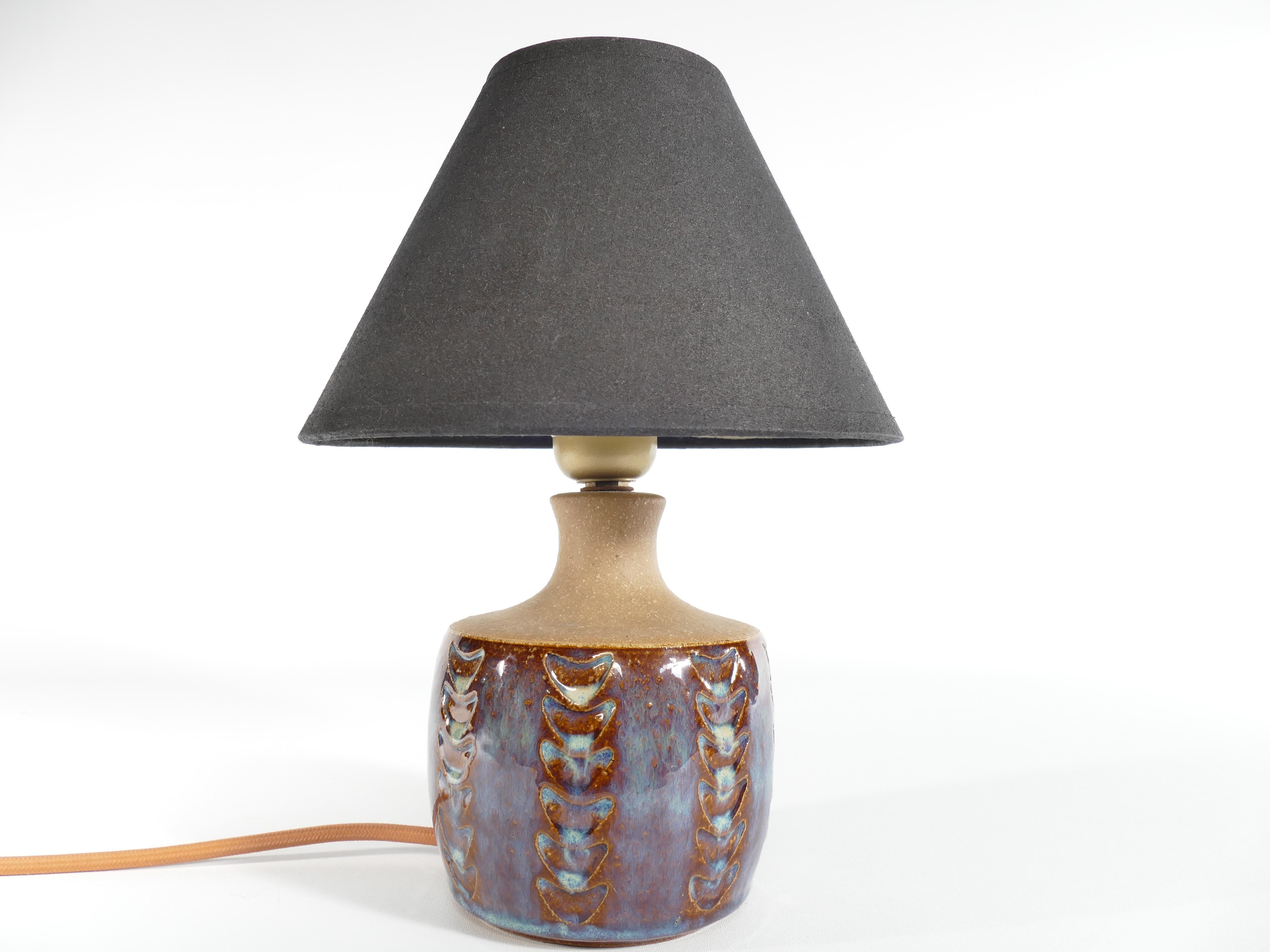 Hand-Crafted Scandinavian Modern Blue Glazed Stoneware Table Lamp, Søholm Stentøj, 1960s For Sale