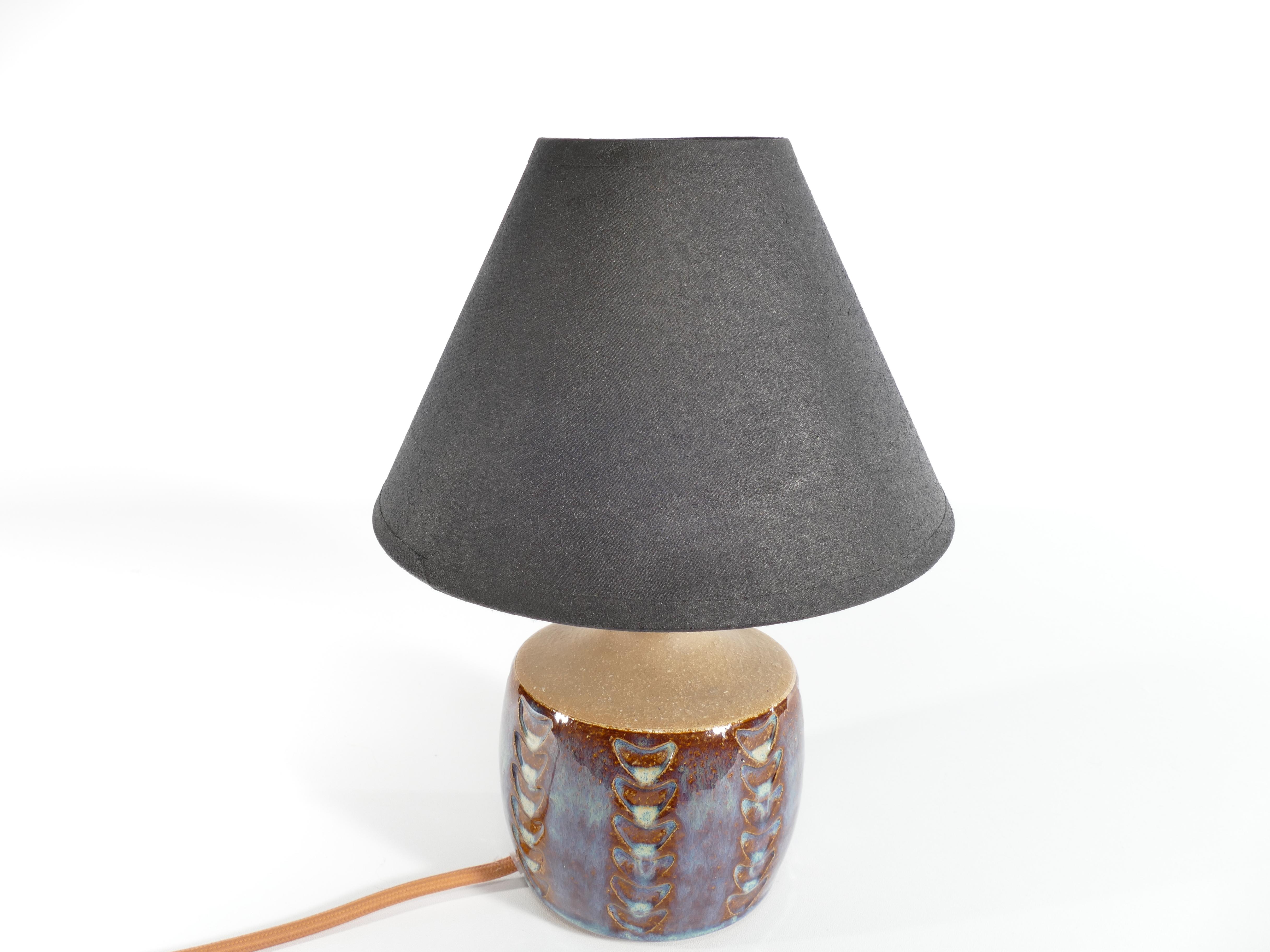 Scandinavian Modern Blue Glazed Stoneware Table Lamp, Søholm Stentøj, 1960s In Good Condition For Sale In Grythyttan, SE