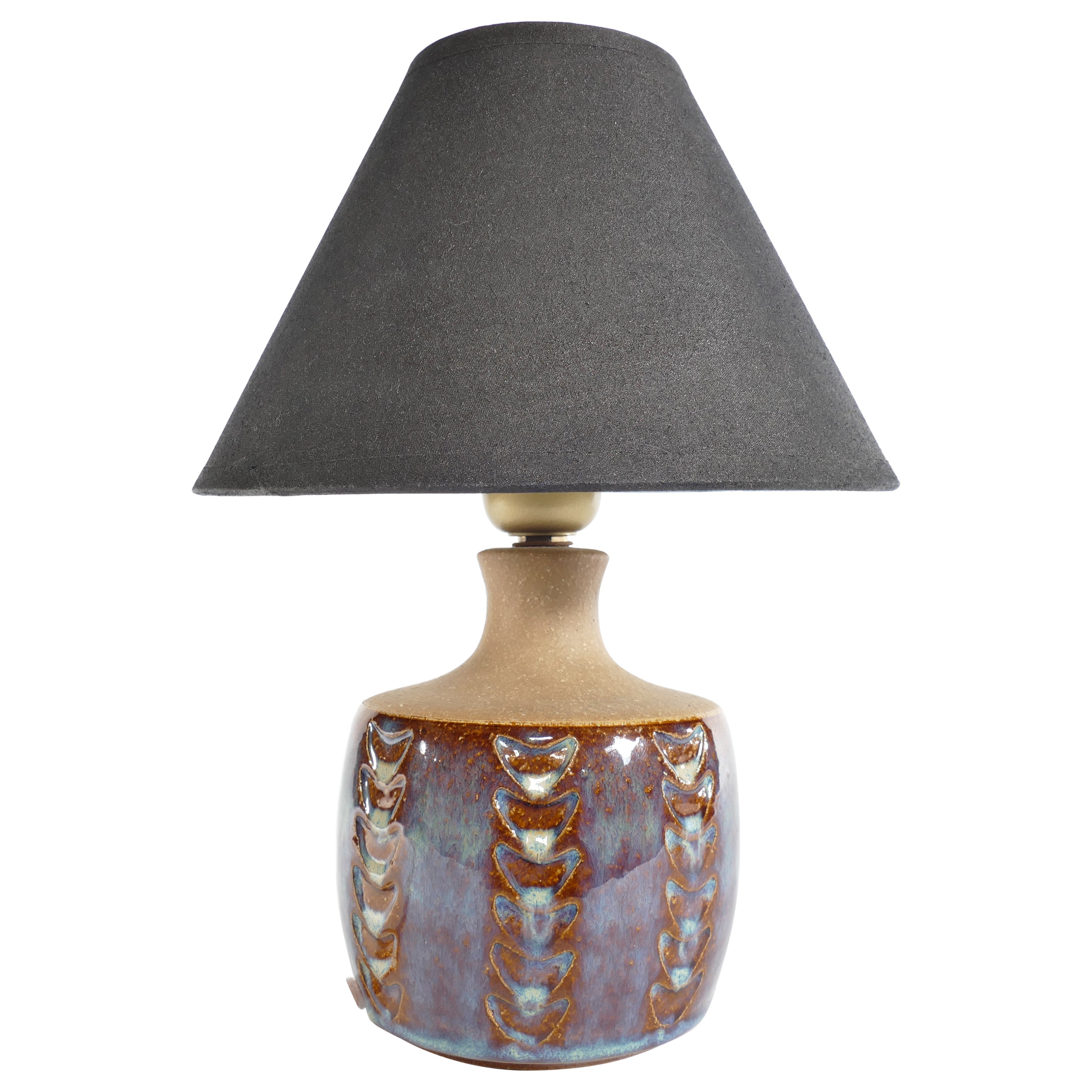 Skandinavische moderne Tischlampe aus blau glasiertem Steingut, Søholm Stentøj, 1960er Jahre