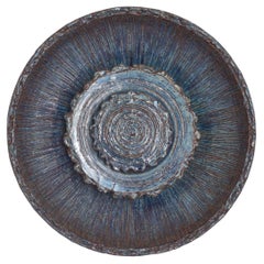 Large round Blue Stoneware Wall Sconce by Ege Dagnæs, Denmark, 1960s