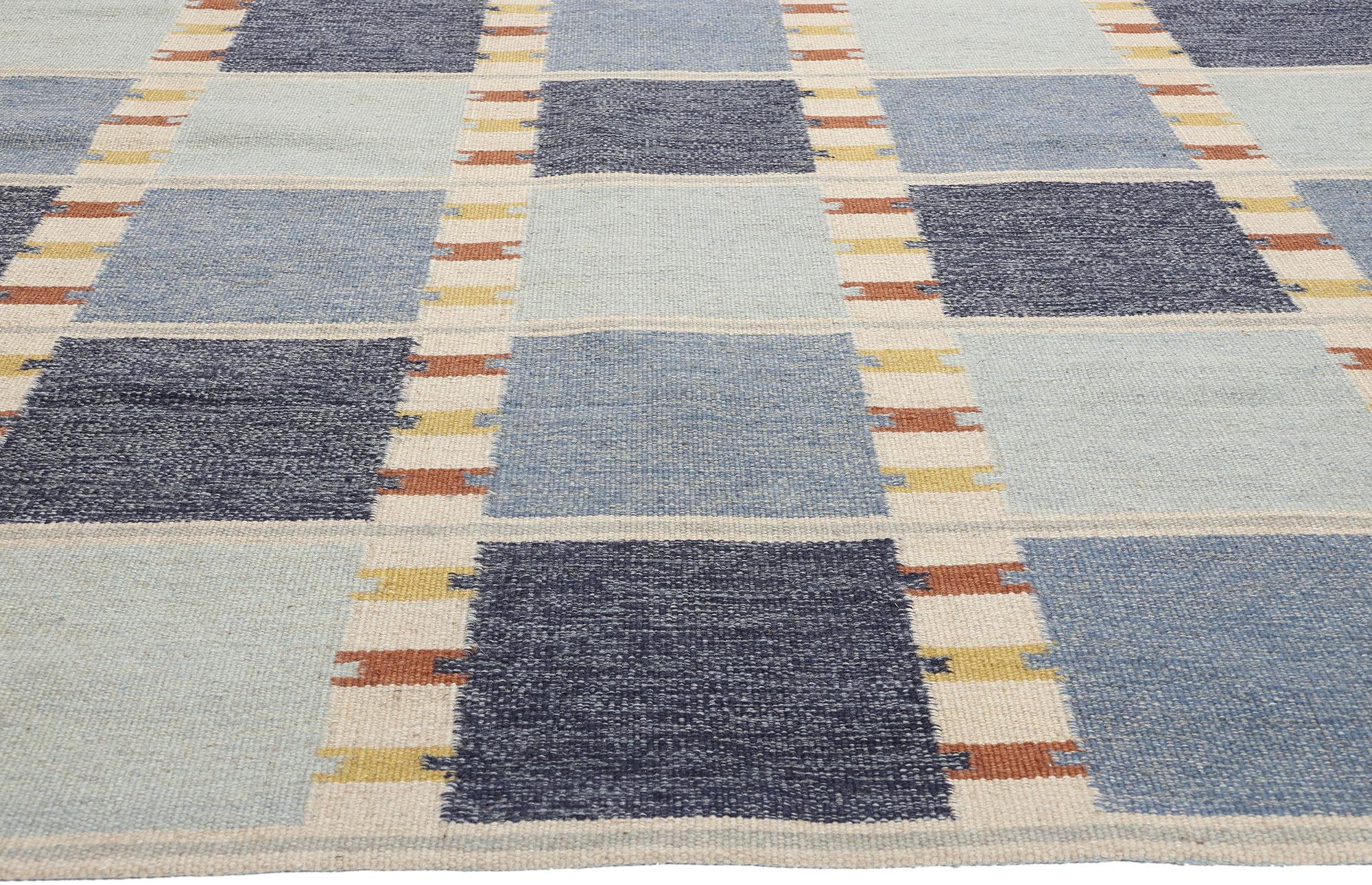 Indiano New Scandinavian Swedish Inspired Kilim Röllakan, 10'2 x 11'10 in vendita