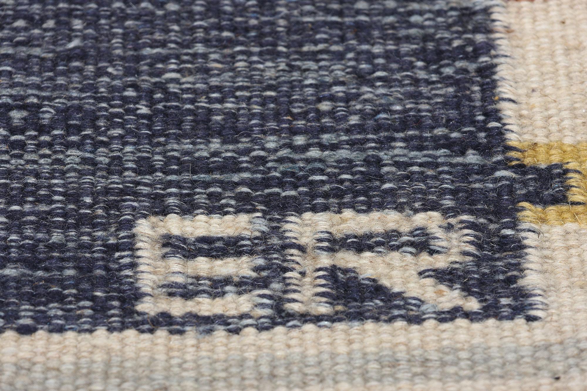 Tessuto a mano New Scandinavian Swedish Inspired Kilim Röllakan, 10'2 x 11'10 in vendita