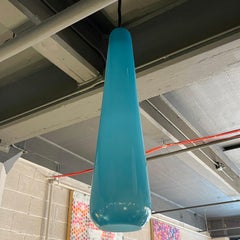 Scandinavian Modern Blue Teardrop Art Glass Pendant Light