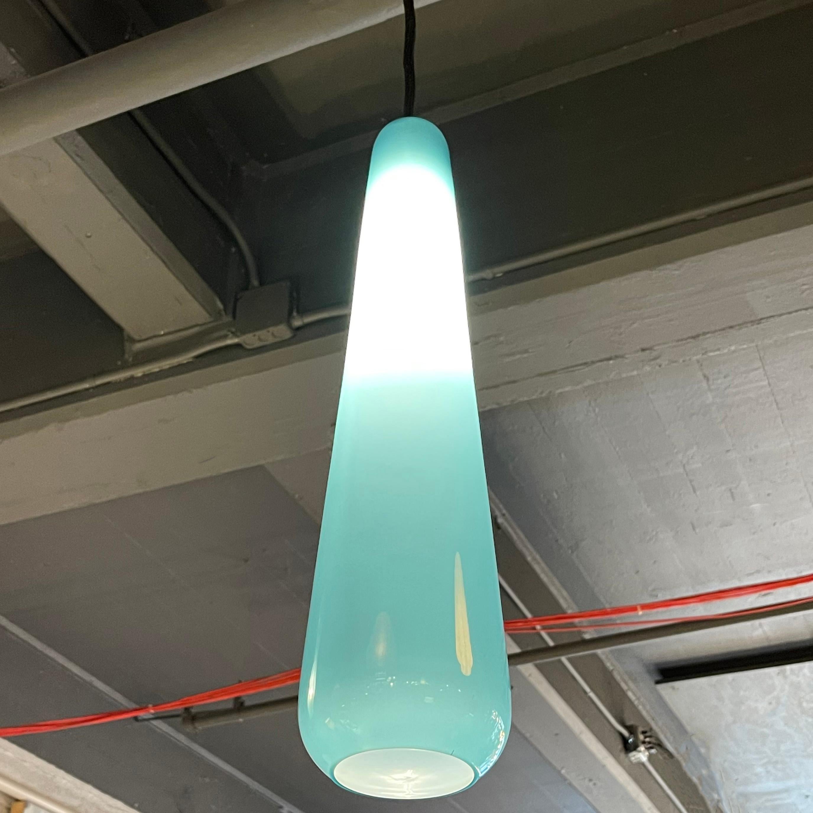 Scandinavian Modern Blue Teardrop Art Glass Pendant Light 1