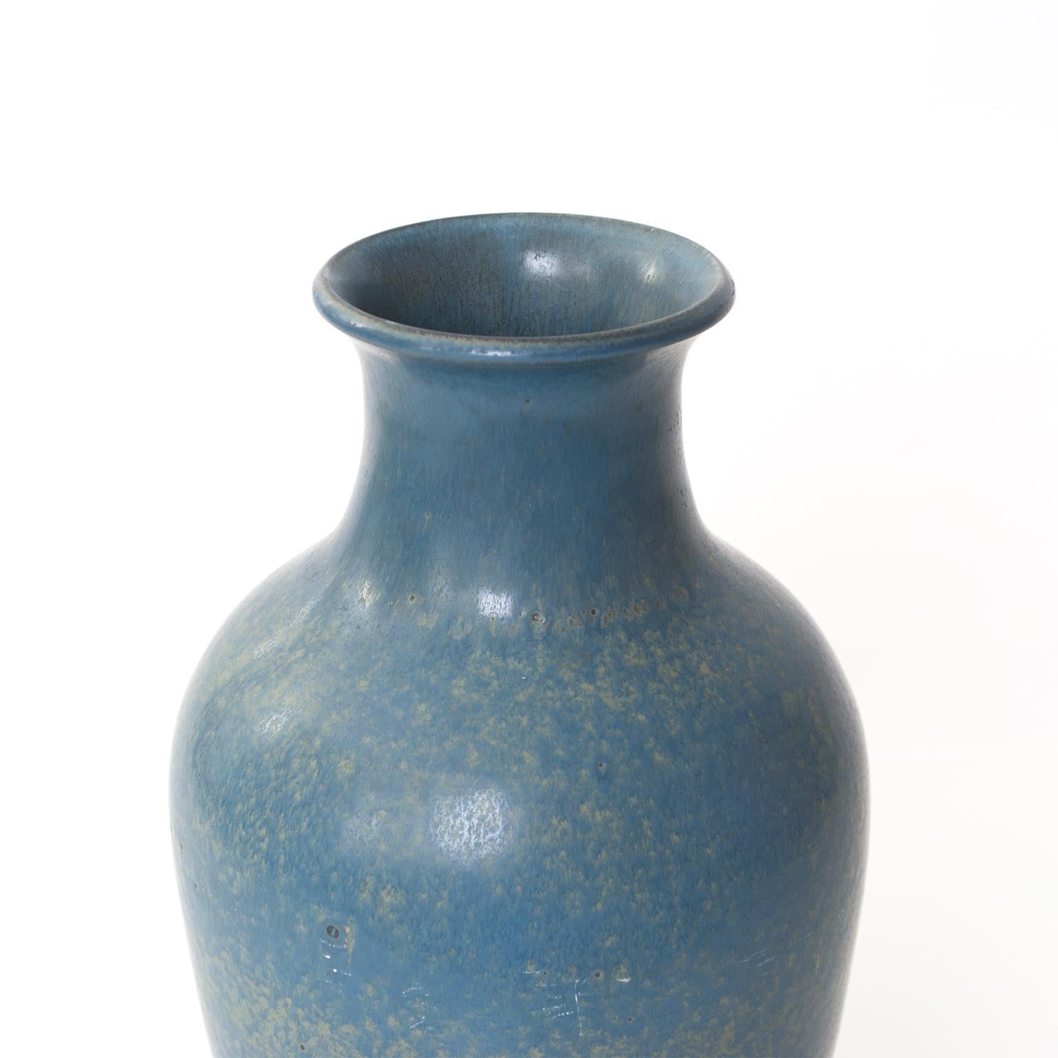 Glazed Scandinavian Modern Blue Vase with Glaze by Gunnar Nylund, Rörstrand