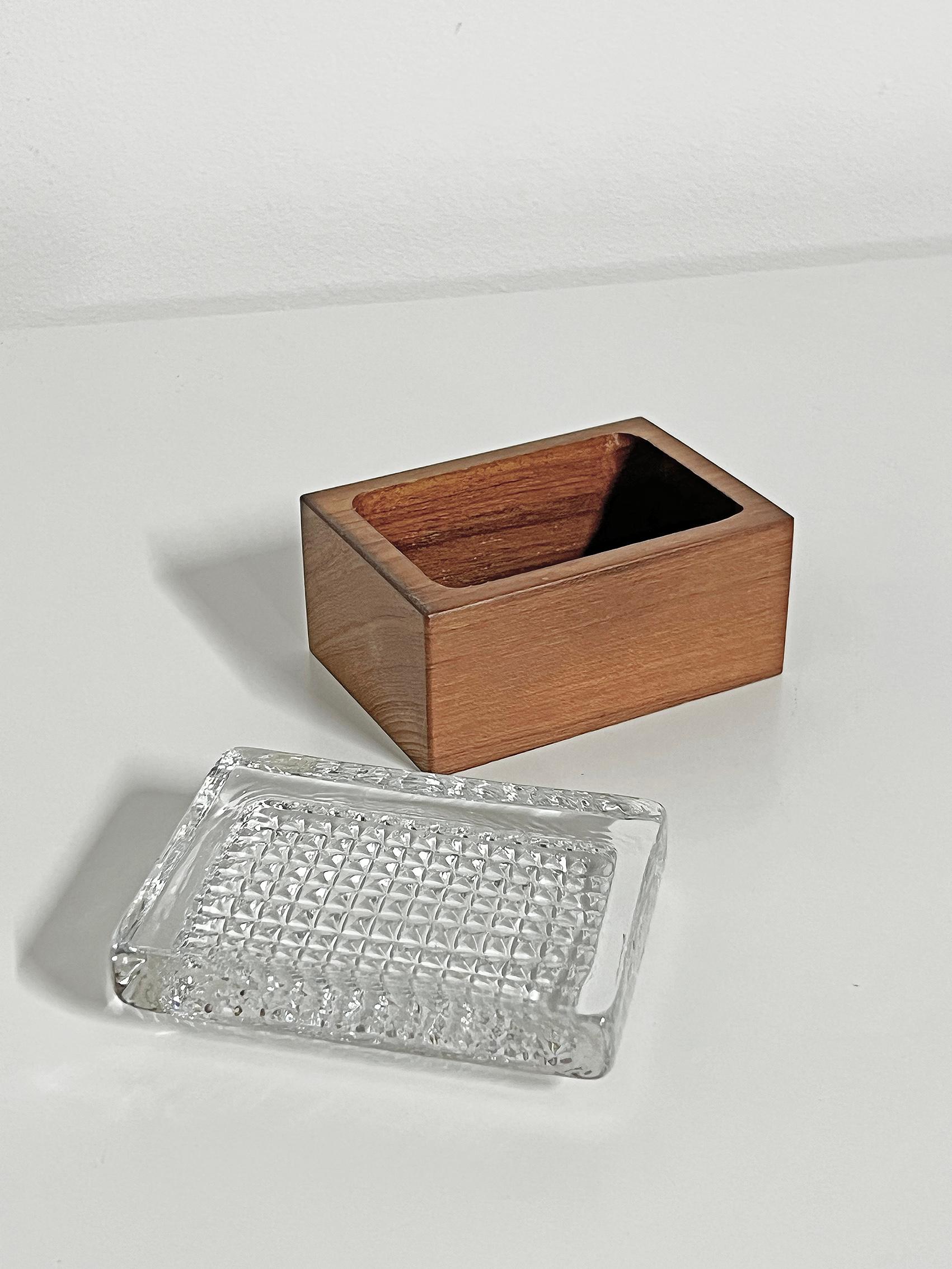 Mid-20th Century Scandinavian Modern Box in Teak and Crystal, Bengt Edenfalk, Skruf, ca 1960's