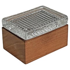 Scandinavian Modern Box in Teak and Crystal, Bengt Edenfalk, Skruf, ca 1960's