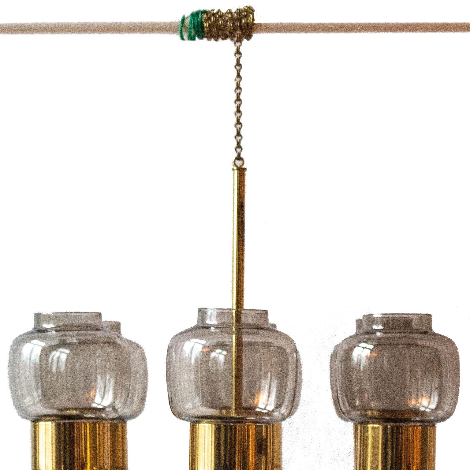 Scandinavian Modern Brass and Glass Candle Pendant 1960s by Hans Agne Jakobsson In Good Condition In Stockholm, SE