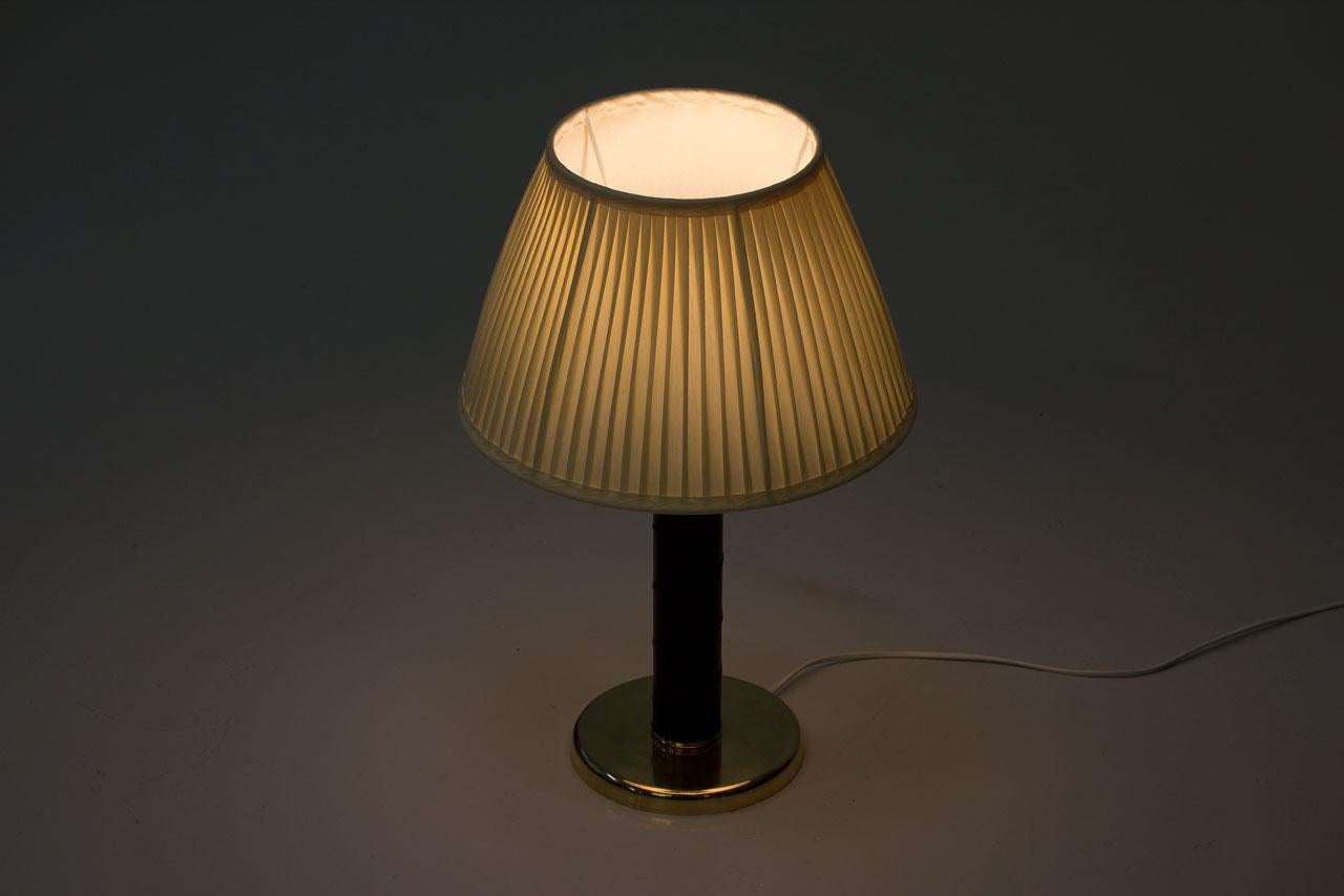 Scandinavian Modern Brass and Leatherette Table Lamp by GMA, Sweden 5