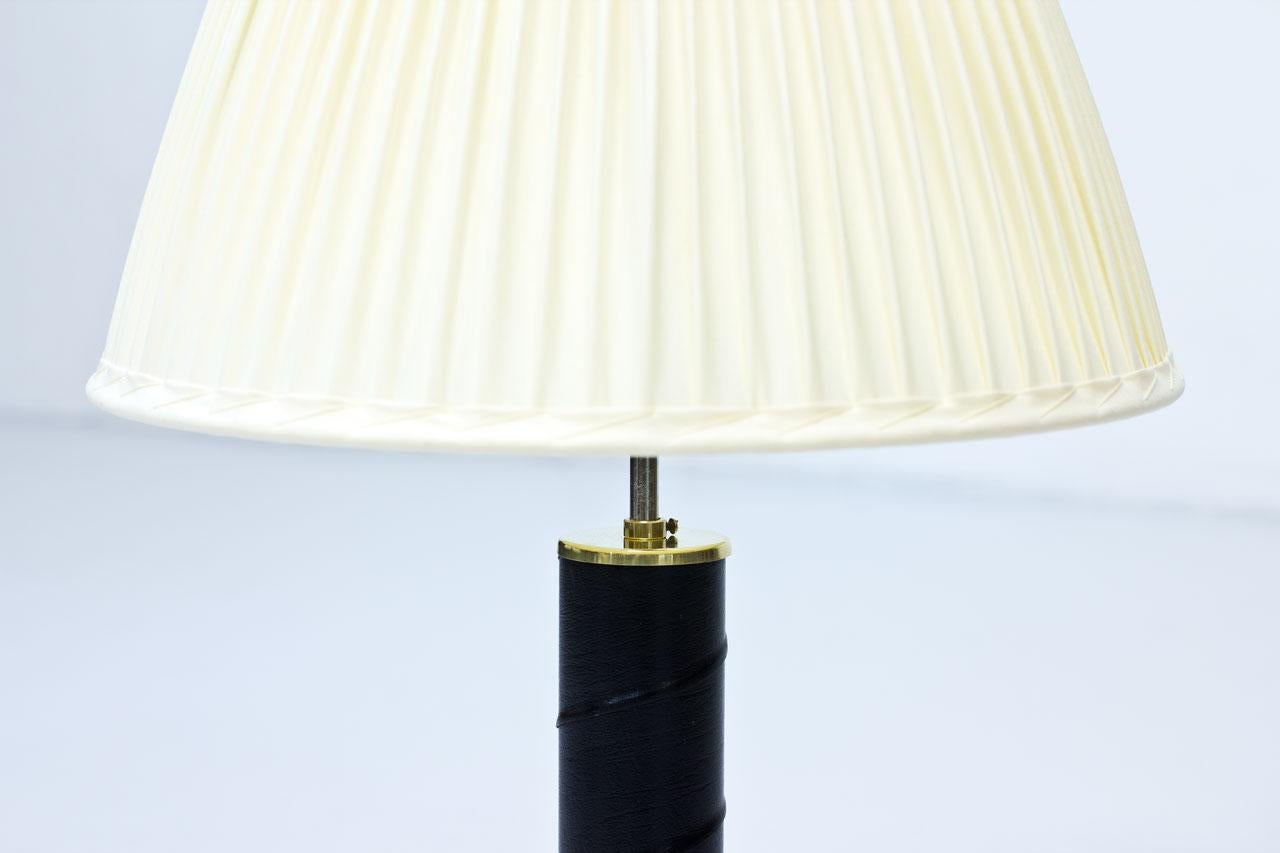 Mid-20th Century Scandinavian Modern Brass and Leatherette Table Lamp by GMA, Sweden