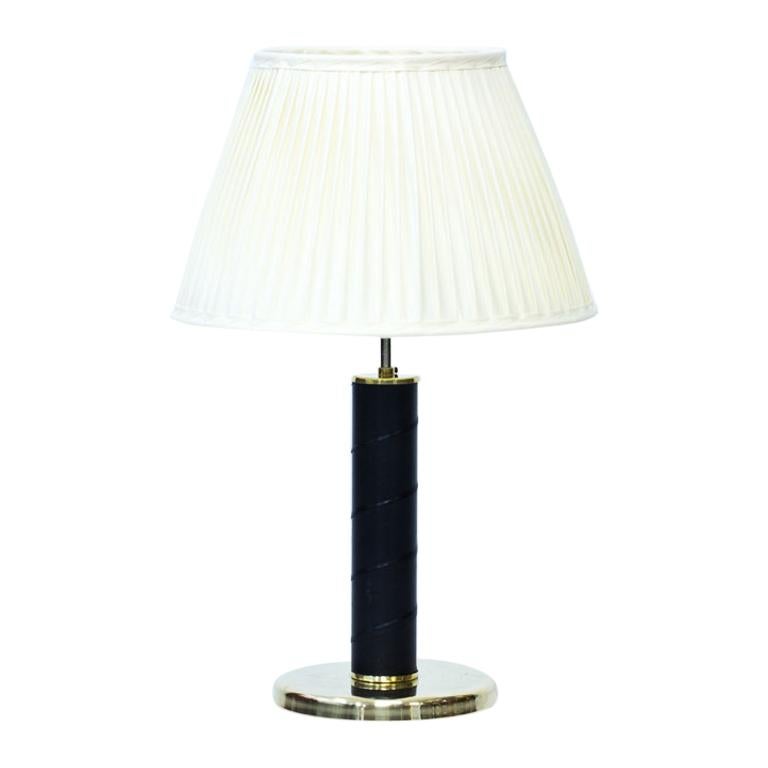 Scandinavian Modern Brass and Leatherette Table Lamp by GMA, Sweden