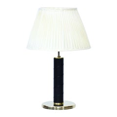Scandinavian Modern Brass and Leatherette Table Lamp by GMA, Sweden
