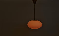 Scandinavian Modern Brass and Opaline Glass Pendant Lamp