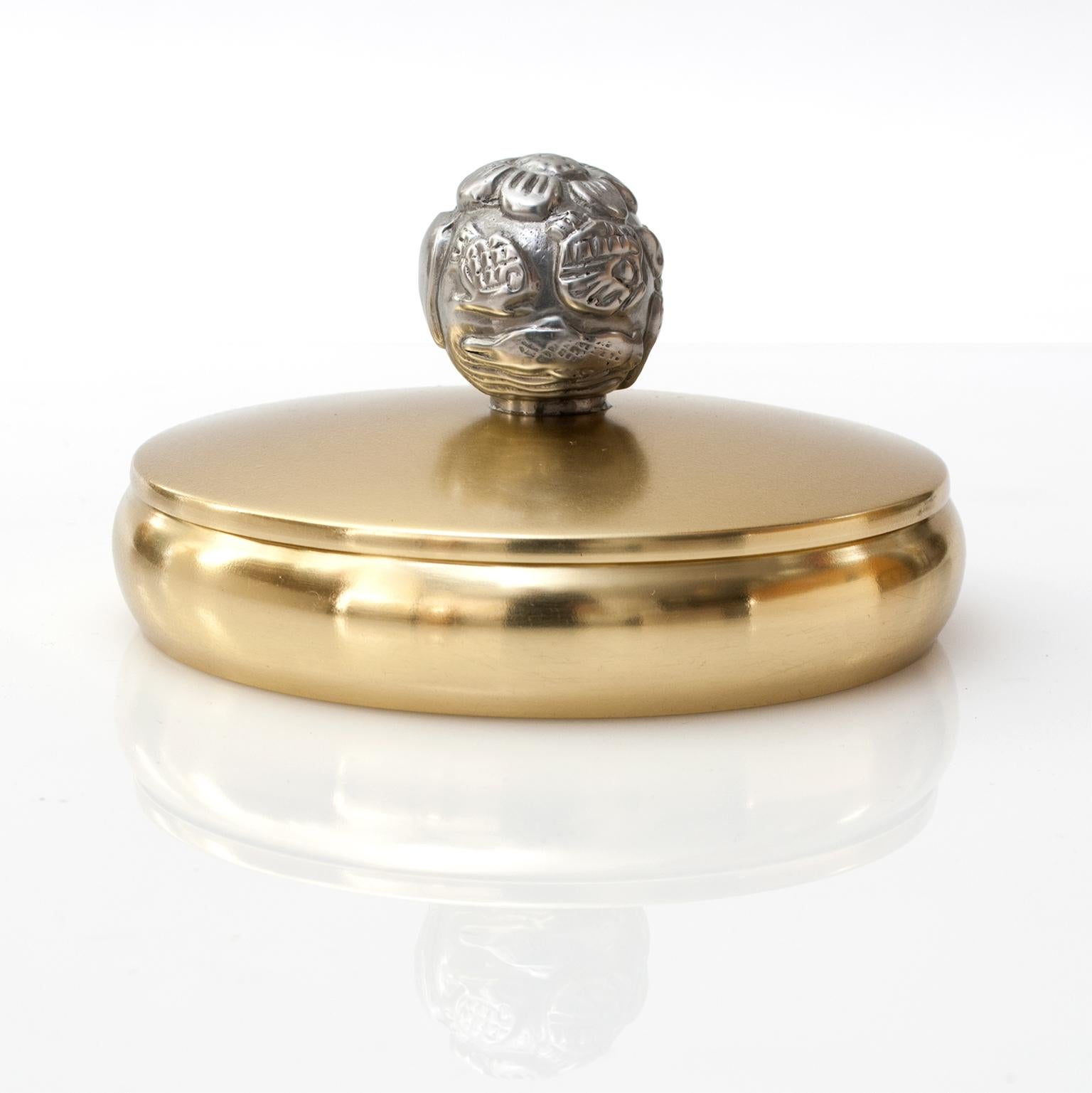 Scandinavian Modern Brass and Pewter Lidded Box by Carl-Einar Bergstrom, Ystad In Good Condition In New York, NY