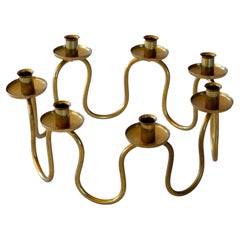 Scandinavian Modern Brass Candle Holder by Lars Holmström, Sweden, 1940s