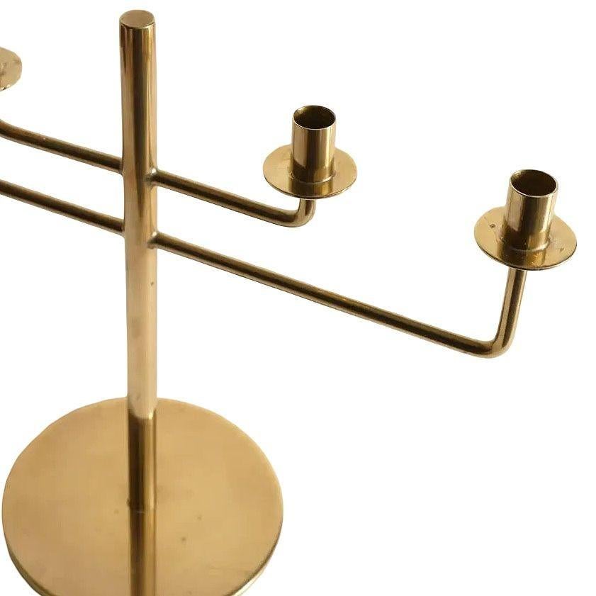 Scandinavian Modern Brass Candle Holder Candelabra by Hans-Agne Jakobsson, Pair For Sale 1