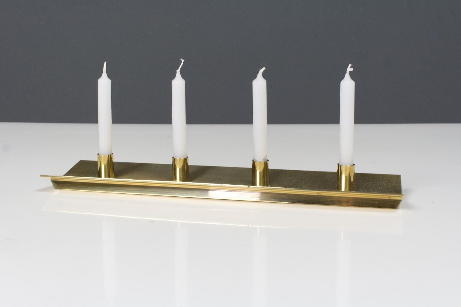 Swedish Scandinavian Modern Brass Candleholder by Pierre Forssell for Skultuna For Sale