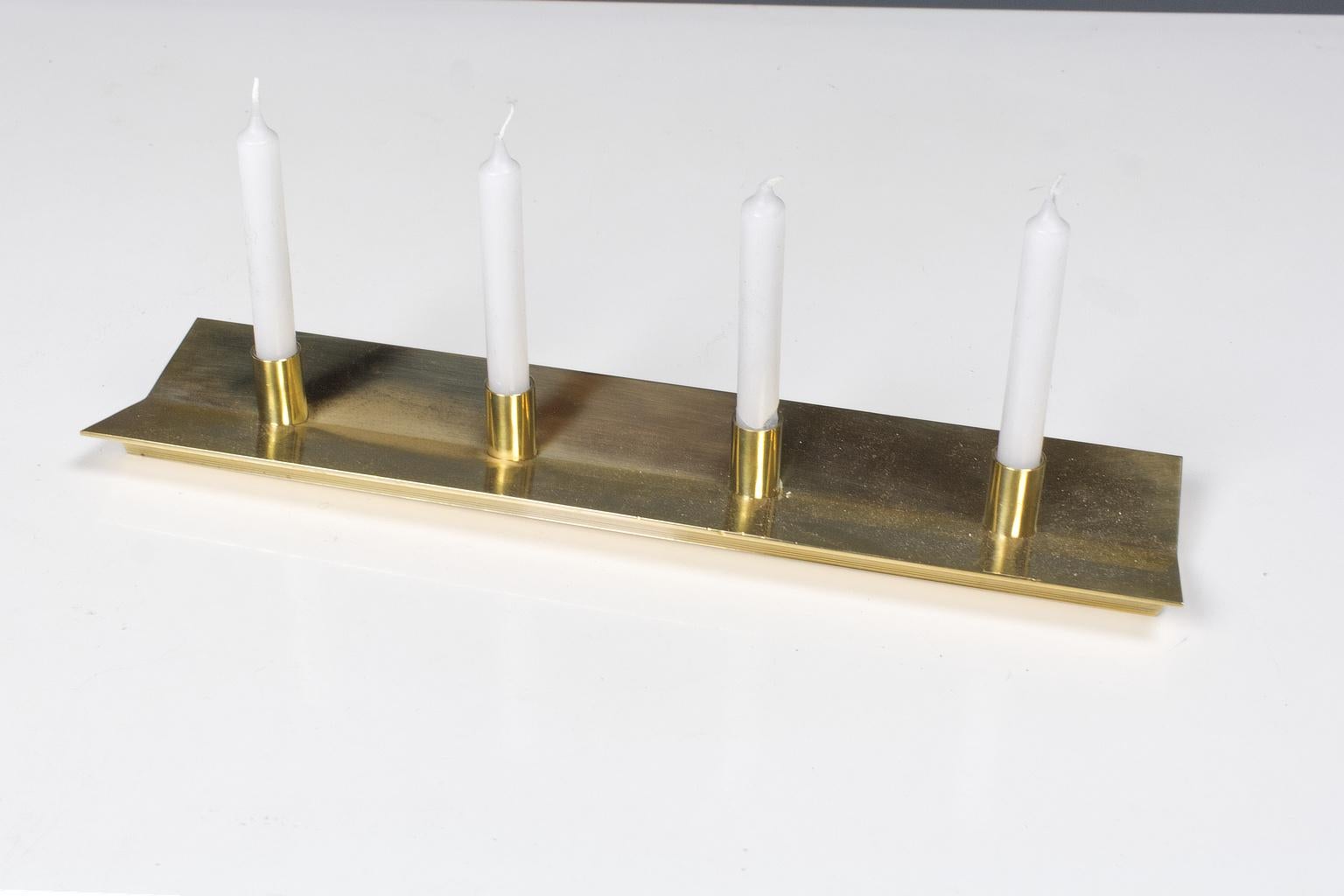 Polished Scandinavian Modern Brass Candleholder by Pierre Forssell for Skultuna For Sale