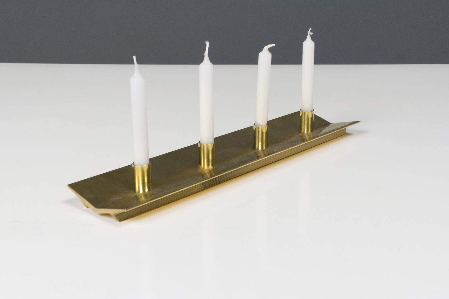 Scandinavian Modern Brass Candleholder by Pierre Forssell for Skultuna In Good Condition For Sale In Beek en Donk, NL