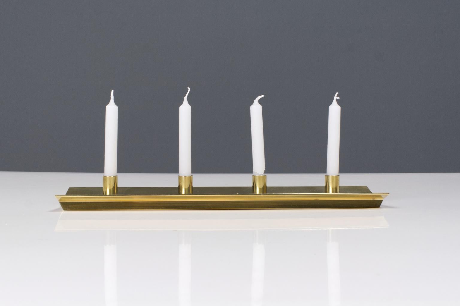Mid-20th Century Scandinavian Modern Brass Candleholder by Pierre Forssell for Skultuna For Sale