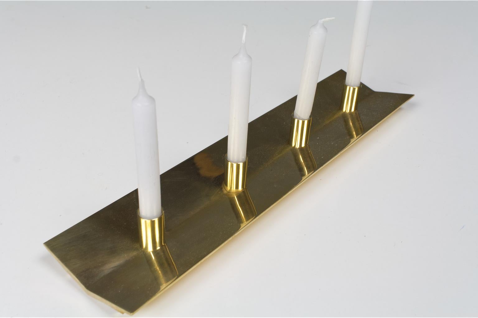 Scandinavian Modern Brass Candleholder by Pierre Forssell for Skultuna For Sale 1