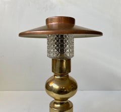 Scandinavian Modern Brass, Copper and Glass Table Lamp by Abo Randers, 1970s