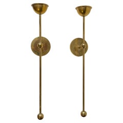 Scandinavian Modern Brass Counterweight Wall Candleholders