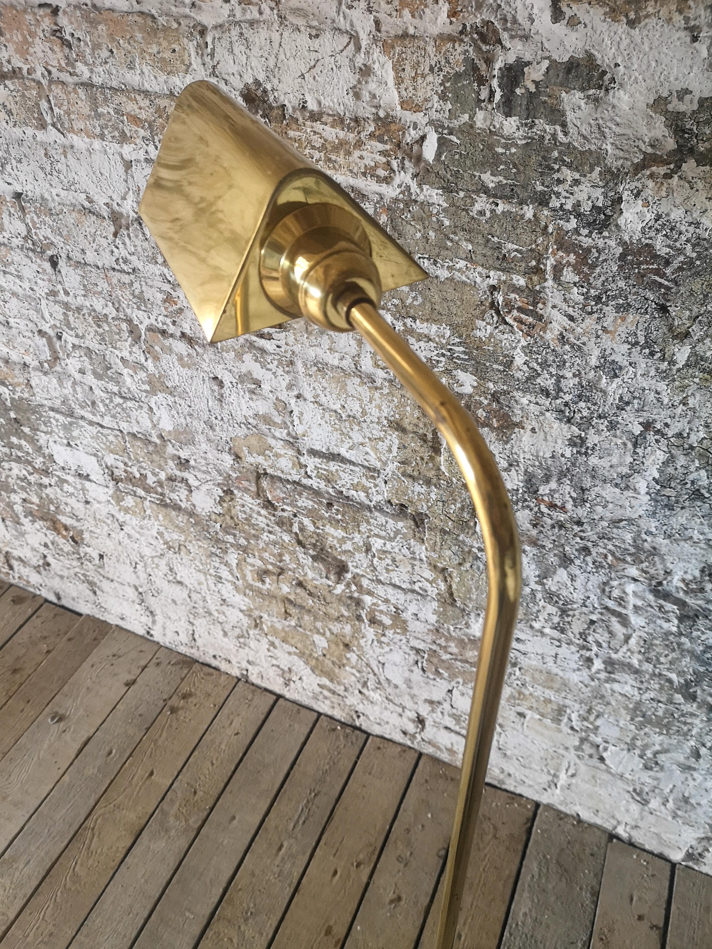 Swedish Scandinavian Modern Brass Floor Lamp Ewå, Sweden, 1970s