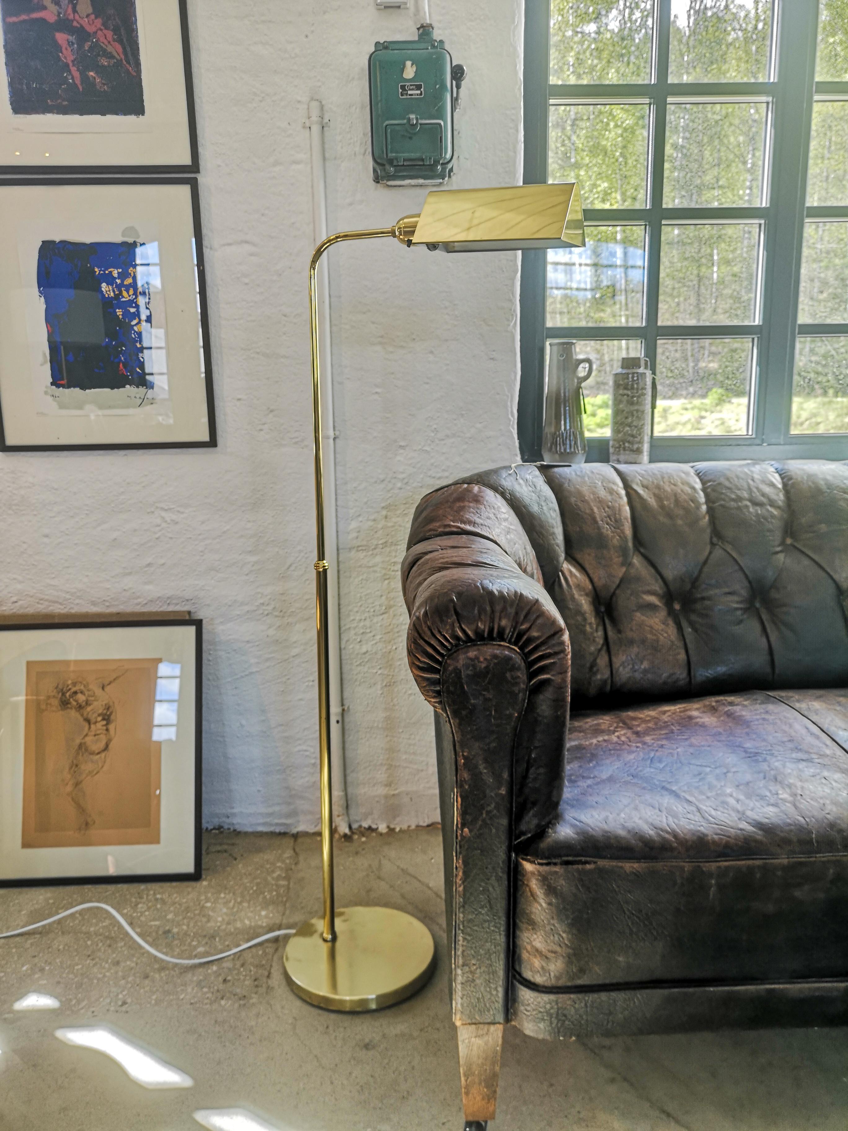 Scandinavian Modern Brass Floor Lamp Ewå, Sweden, 1970s 3