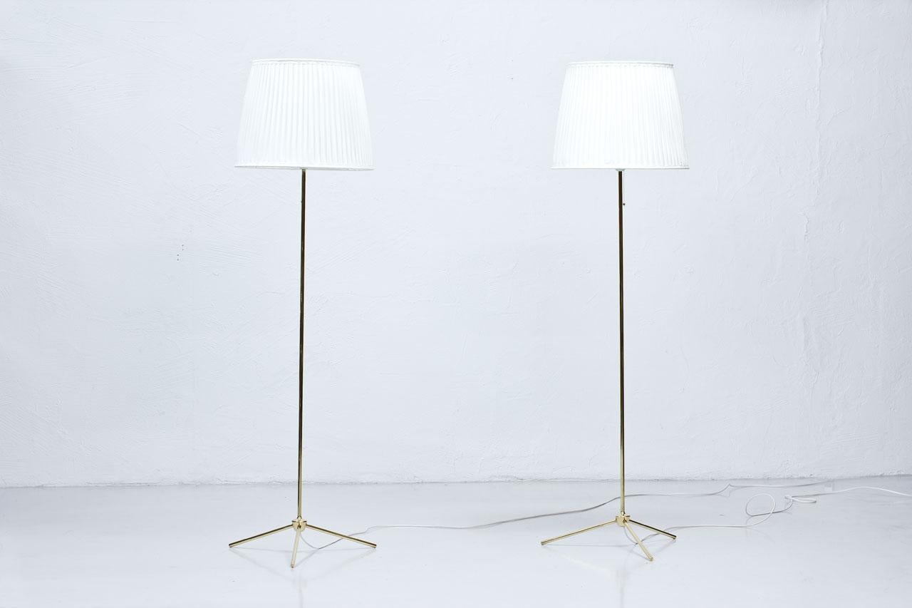 Swedish Scandinavian Modern Brass Floor Lamps 