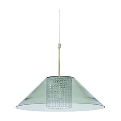 Scandinavian Modern Brass & Glass Pendant by Carl Fagerlund for Orrefors, Sweden