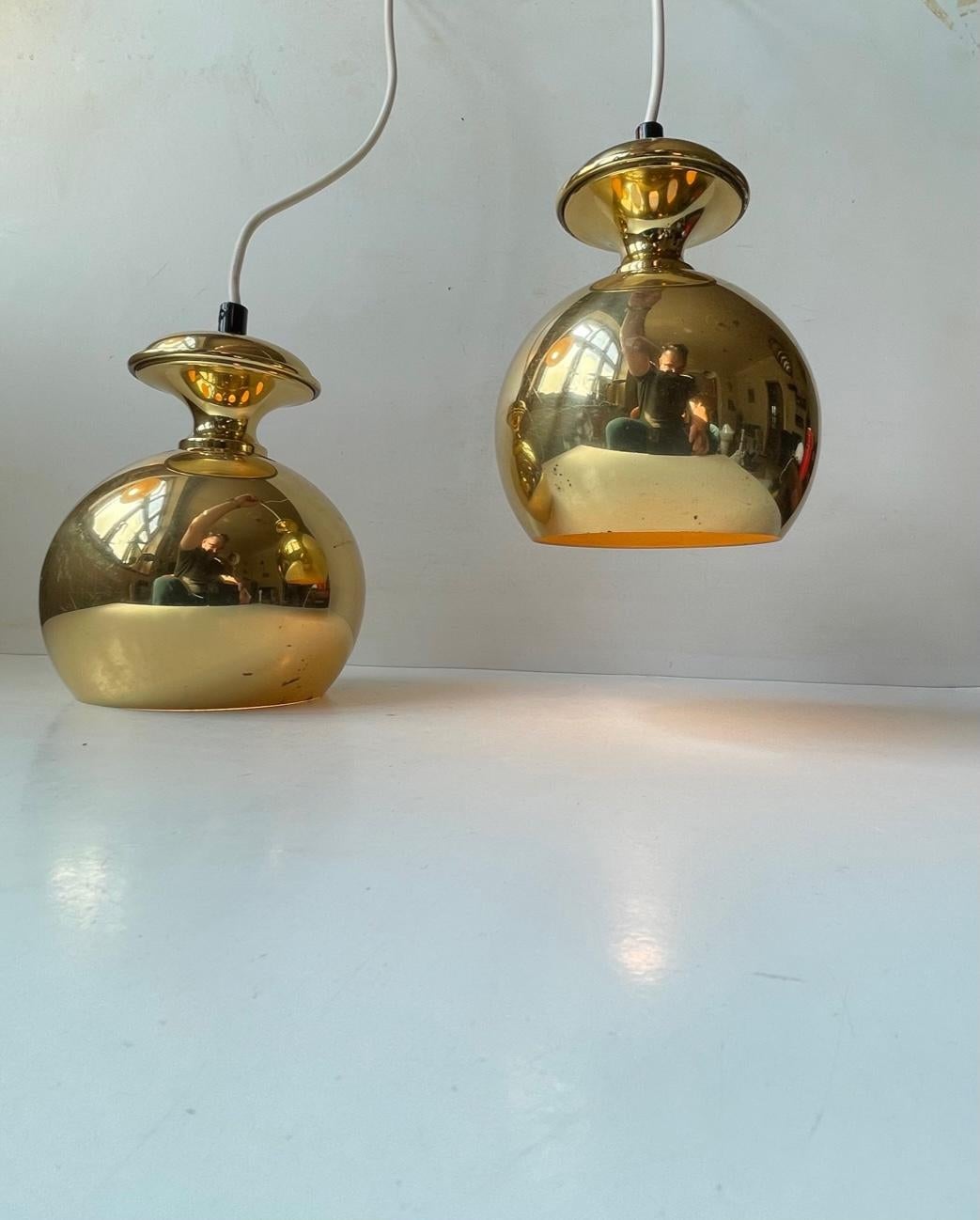 Scandinavian Modern Brass Hanging Lamps by Hans-Agne Jakobsson For Sale 5