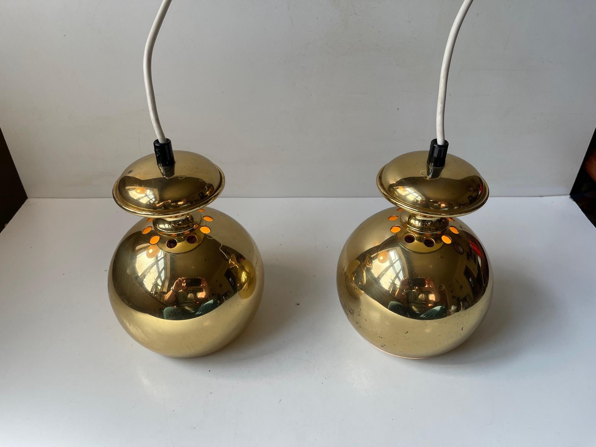 Scandinavian Modern Brass Hanging Lamps by Hans-Agne Jakobsson In Good Condition For Sale In Esbjerg, DK
