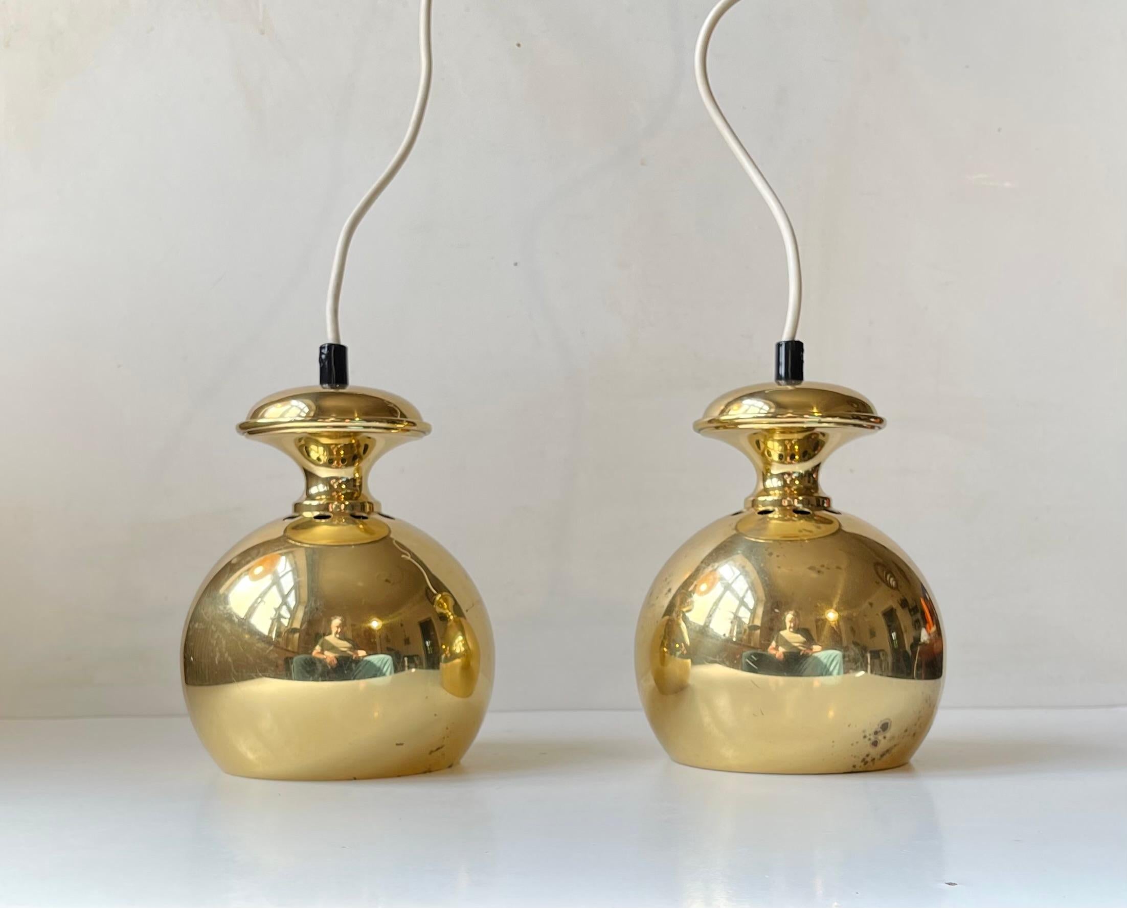 Scandinavian Modern Brass Hanging Lamps by Hans-Agne Jakobsson For Sale 1