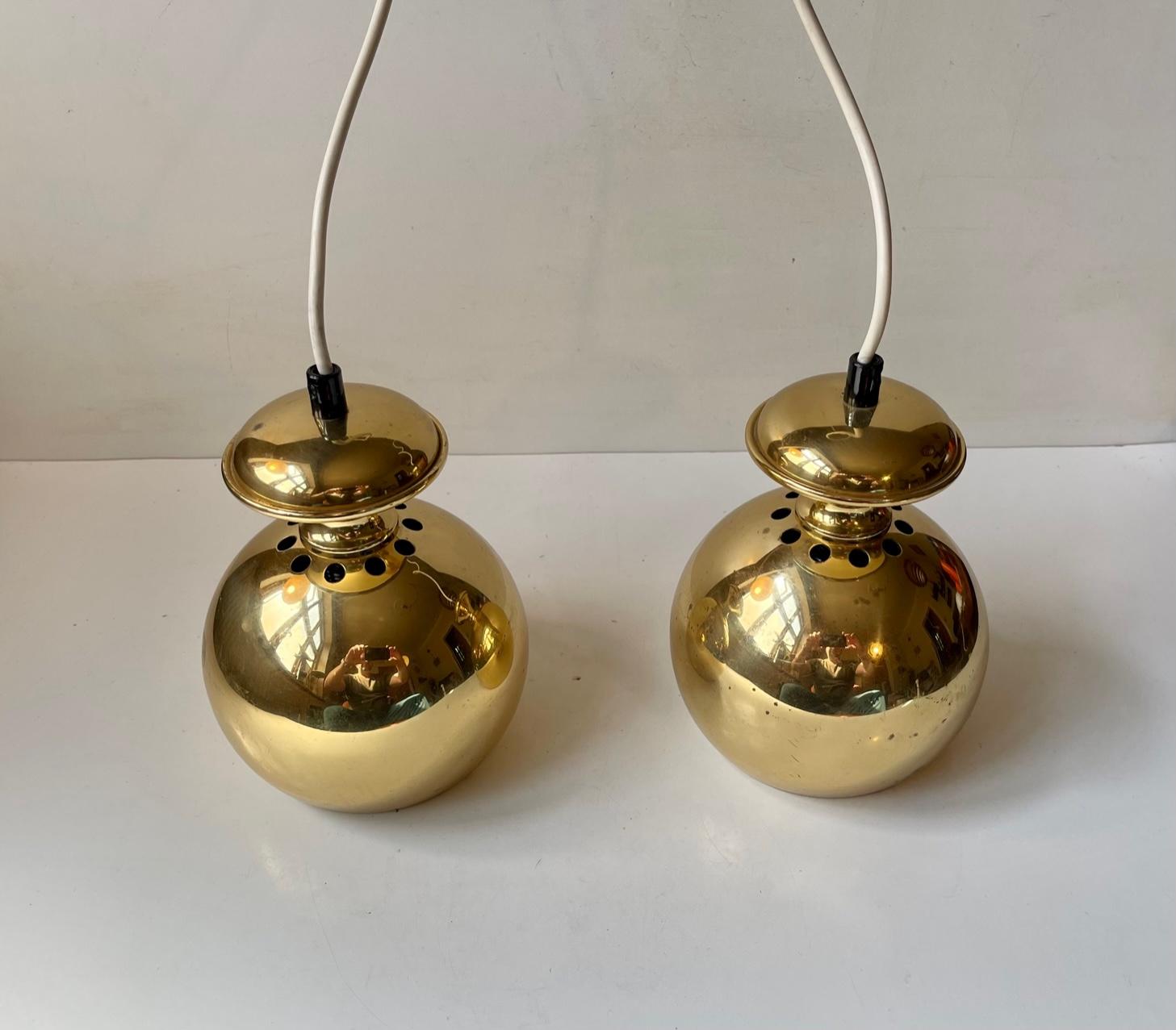 Scandinavian Modern Brass Hanging Lamps by Hans-Agne Jakobsson For Sale 2