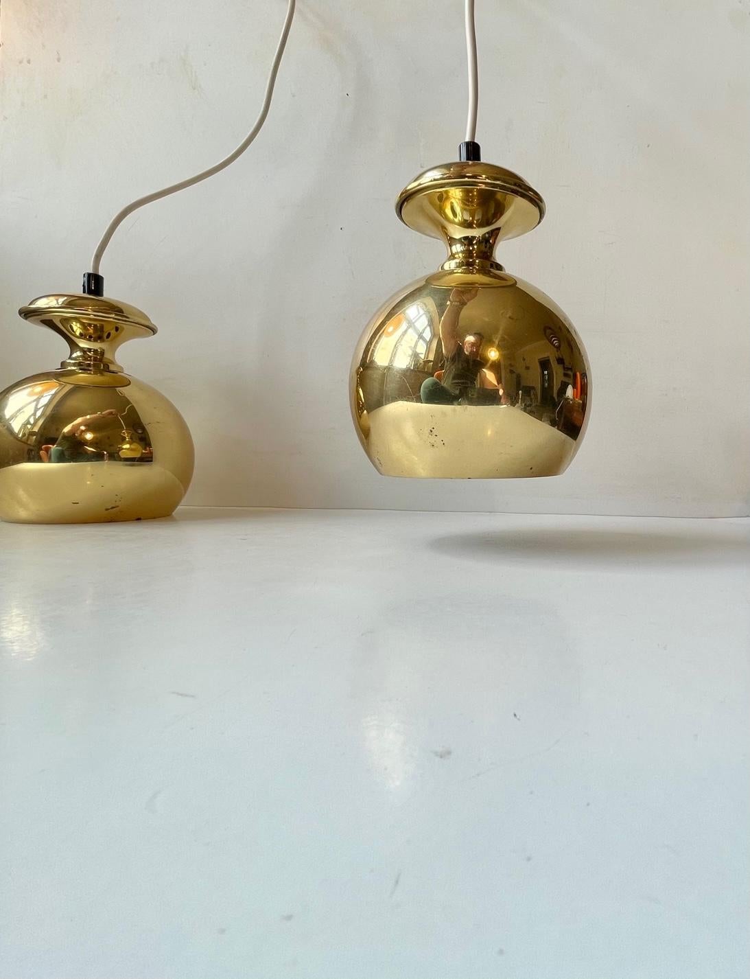 Scandinavian Modern Brass Hanging Lamps by Hans-Agne Jakobsson For Sale 3