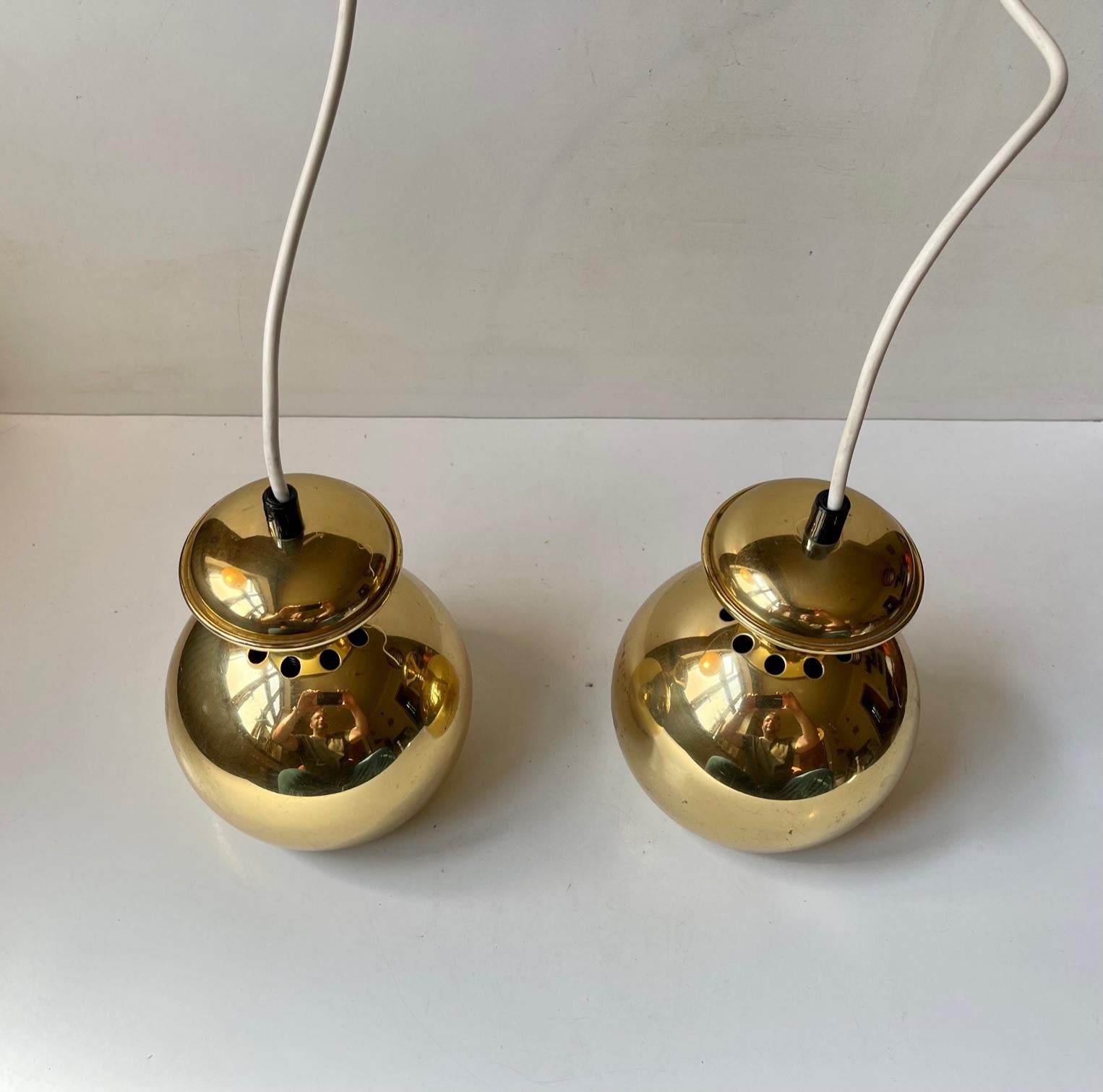 Scandinavian Modern Brass Hanging Lamps by Hans-Agne Jakobsson For Sale 4