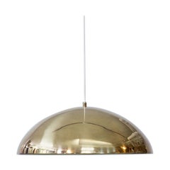 Scandinavian Modern Brass & Opaline Glass Pendant Lamp by Bergboms, Sweden 1960s