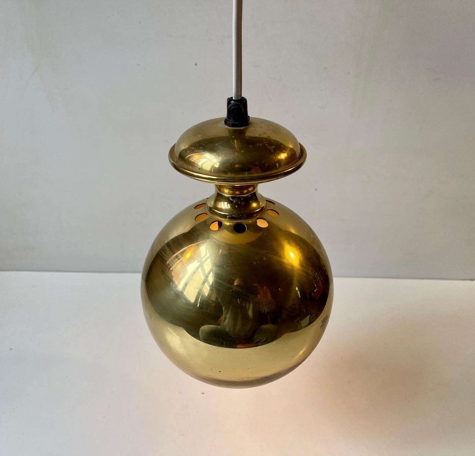 Scandinavian Modern Brass Pendant Lamp from ABO, 1970s 5