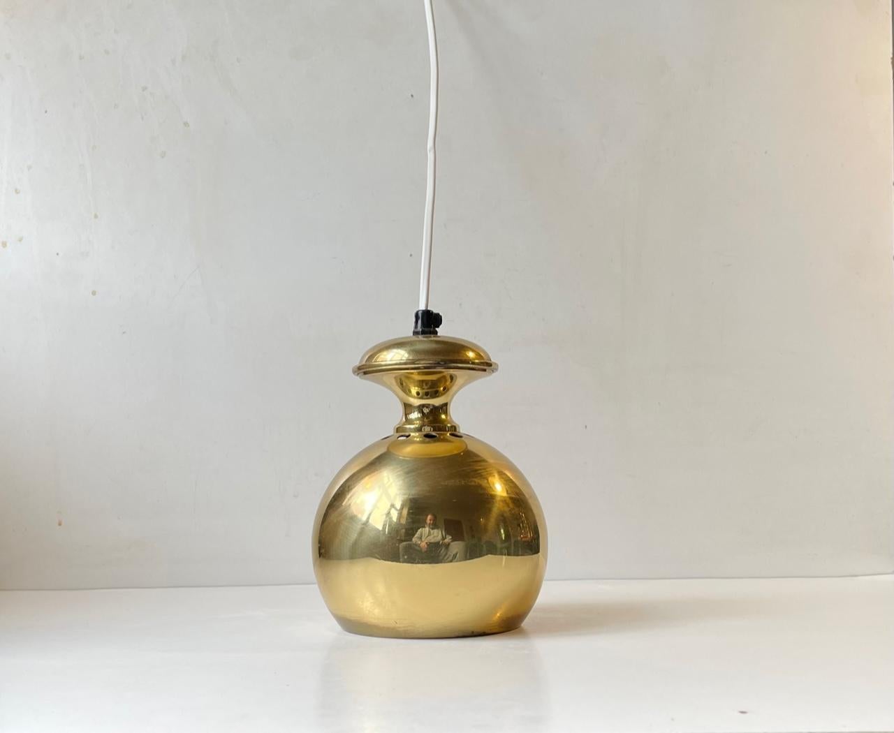 Danish Scandinavian Modern Brass Pendant Lamp from ABO, 1970s