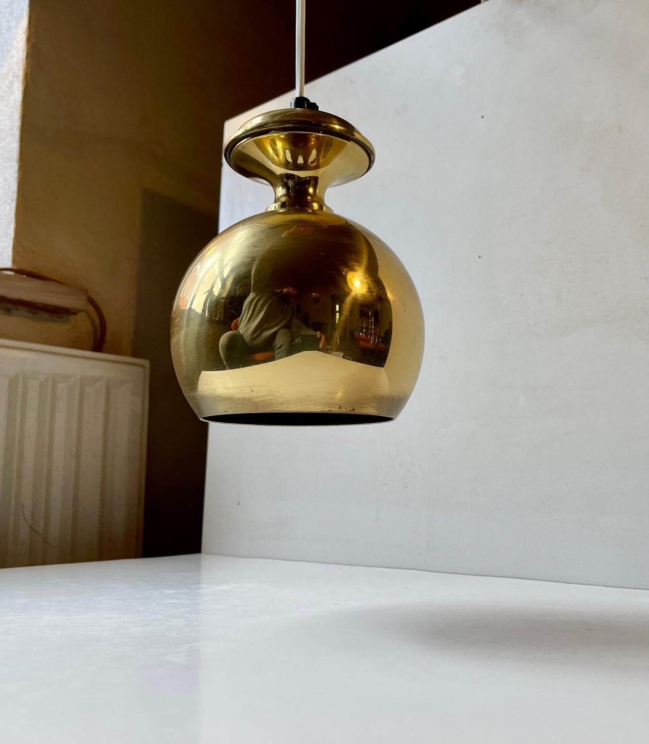 Scandinavian Modern Brass Pendant Lamp from ABO, 1970s In Good Condition In Esbjerg, DK