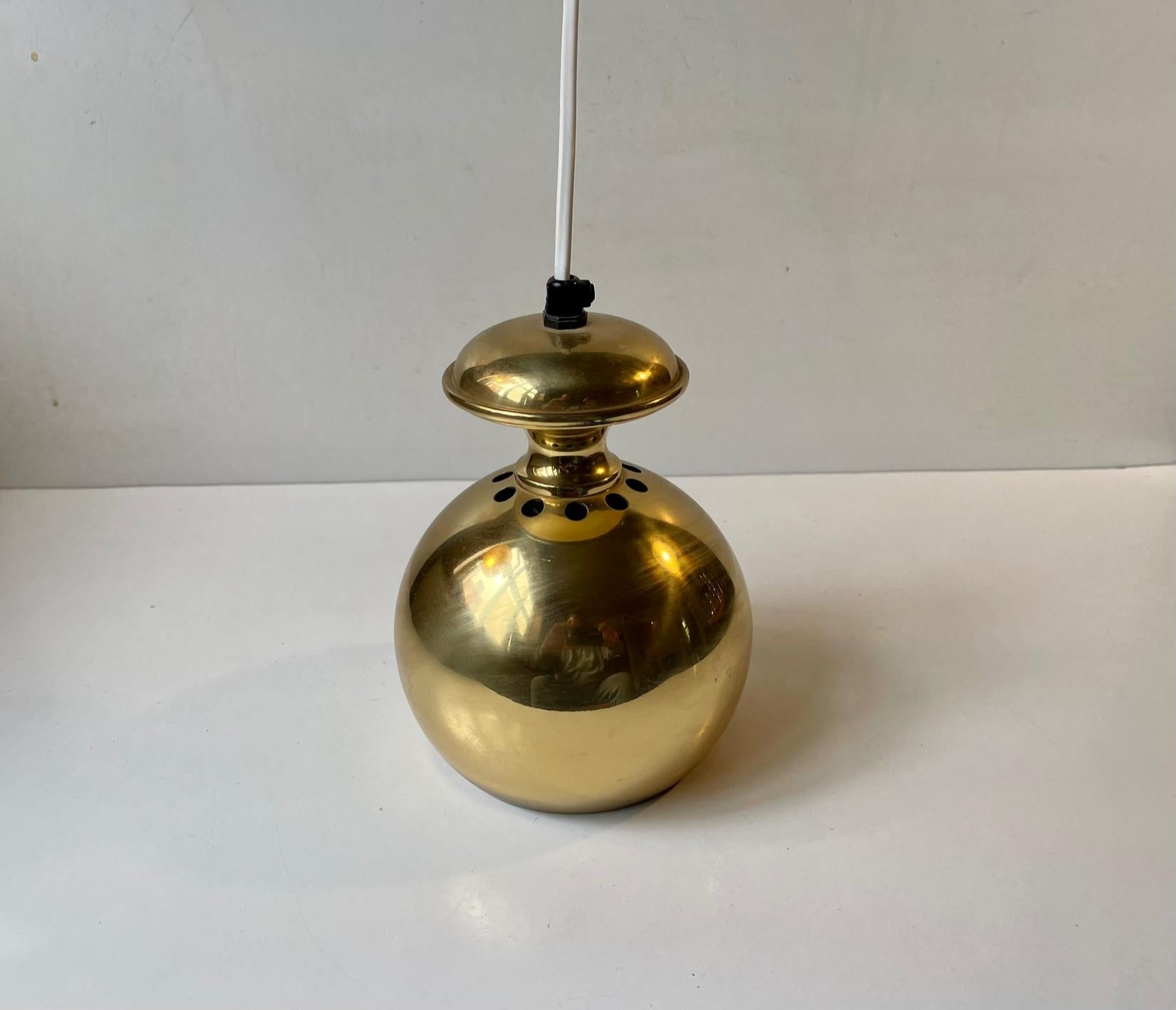 Late 20th Century Scandinavian Modern Brass Pendant Lamp from ABO, 1970s